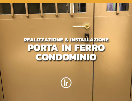 Porta in ferro realizzata su misura in cortile condominiale zona Navigli